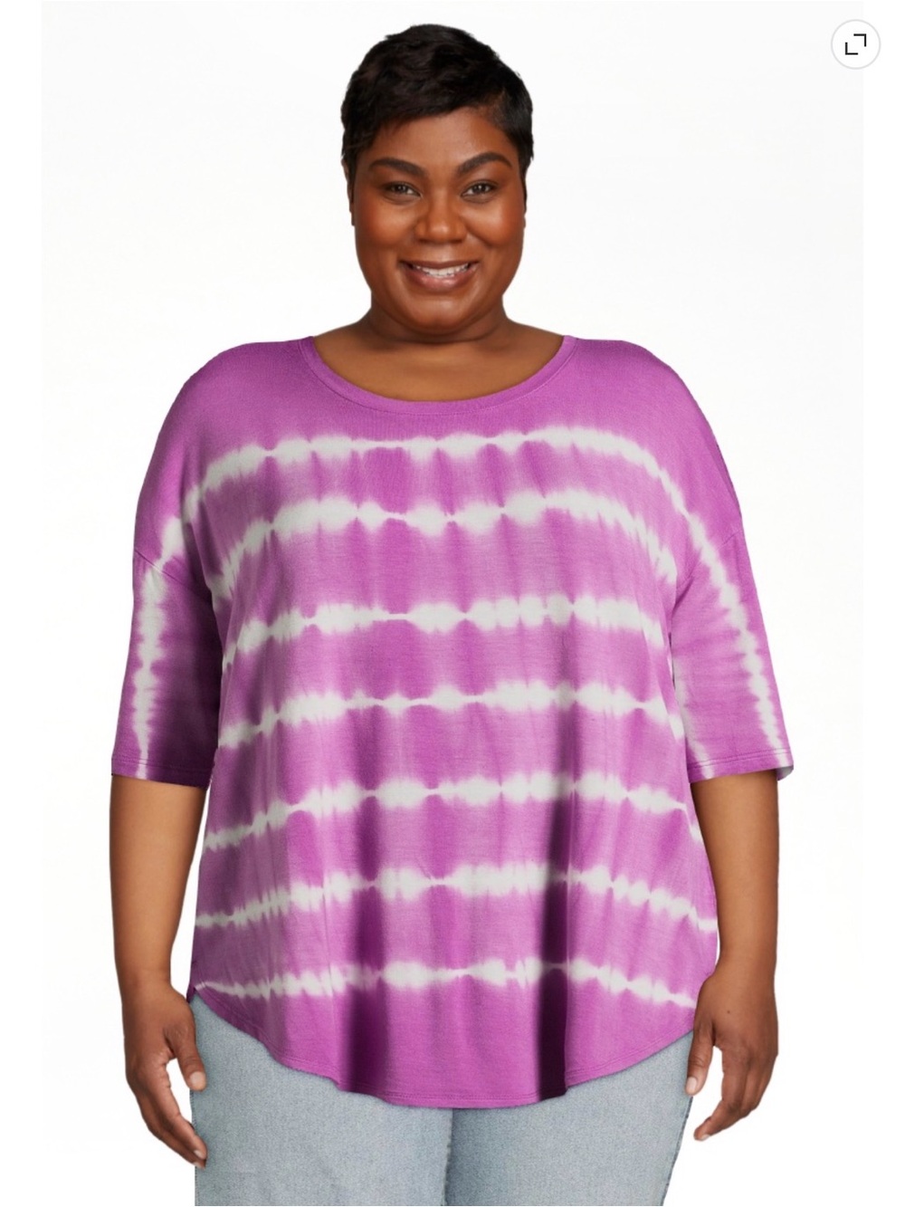 Time and Tru XXL (20) Purple and White Tie-Dye past elbow sleeved tee